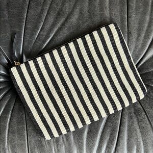 Kate Spade Black and White Beaded Striped Clutch